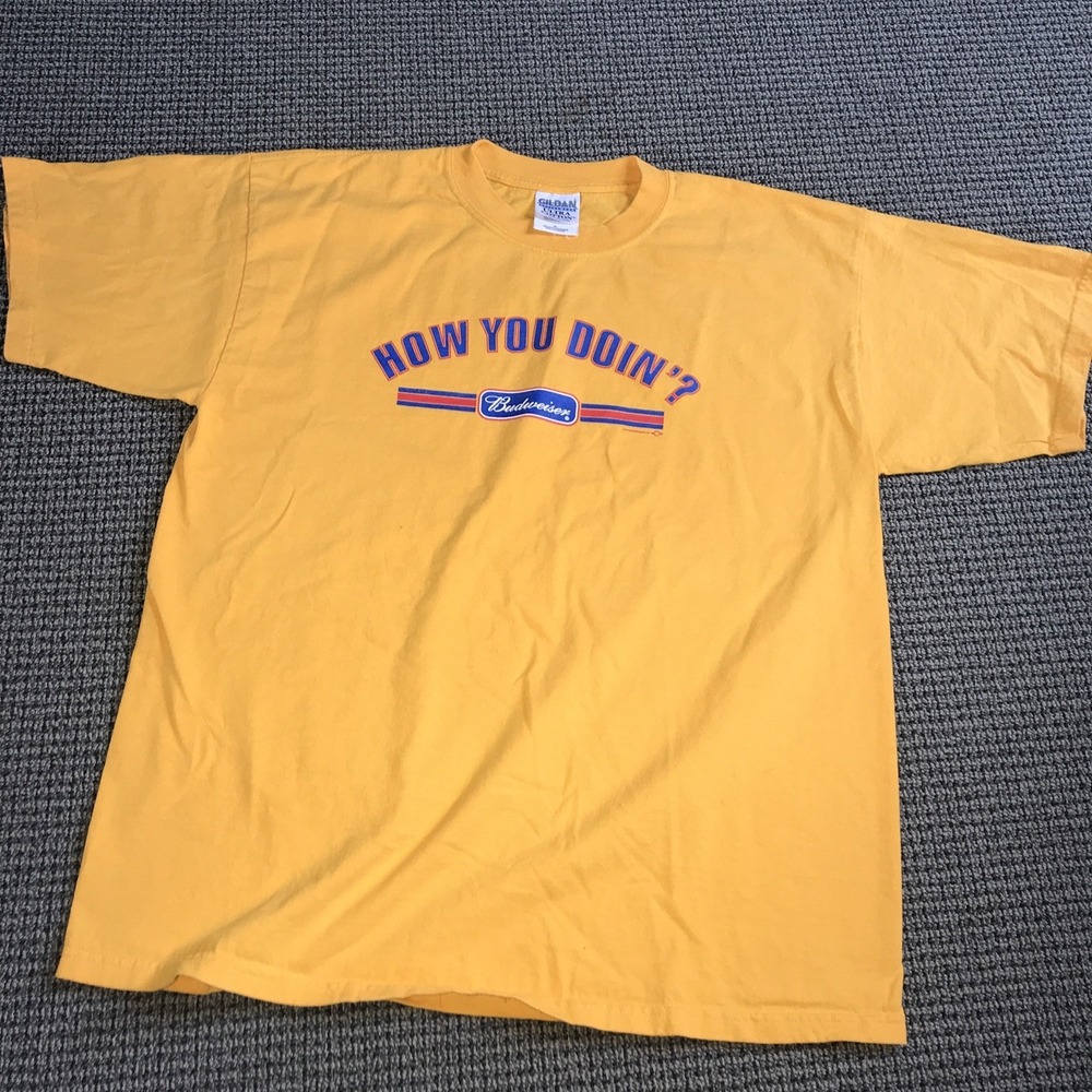 Budweiser 2001 Yellow XL "How You Doin'?" T-Shirt Vintage‎